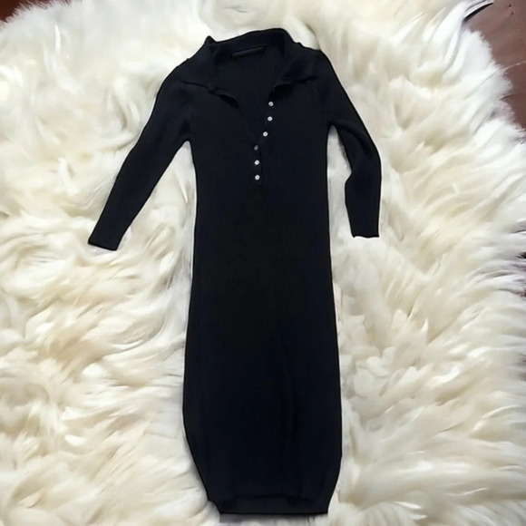 Lara Knit Womens 3/4 Sleeve Dress Black Size‎ L buttons in front - Picture 8 of 14